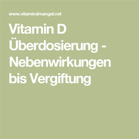 vitamin d überdosierung nebenwirkungen